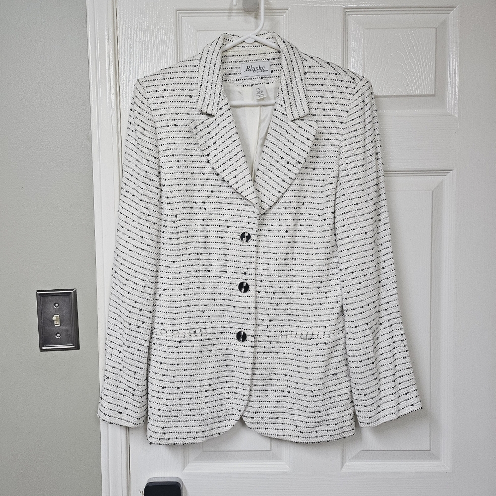 Vintage White and Black Striped Blazer